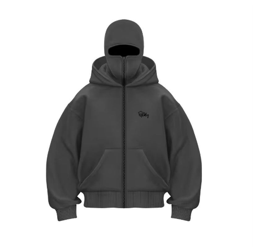 Unisex Double Hooded Balaclava Sweatshirt - Y2K Gothic Harajuku Style for Autumn and Winter Sportswear