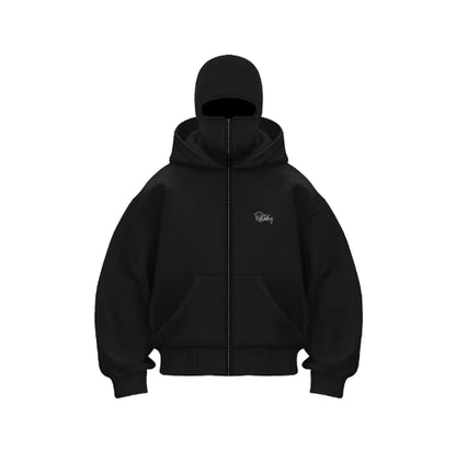 Unisex Double Hooded Balaclava Sweatshirt - Y2K Gothic Harajuku Style for Autumn and Winter Sportswear