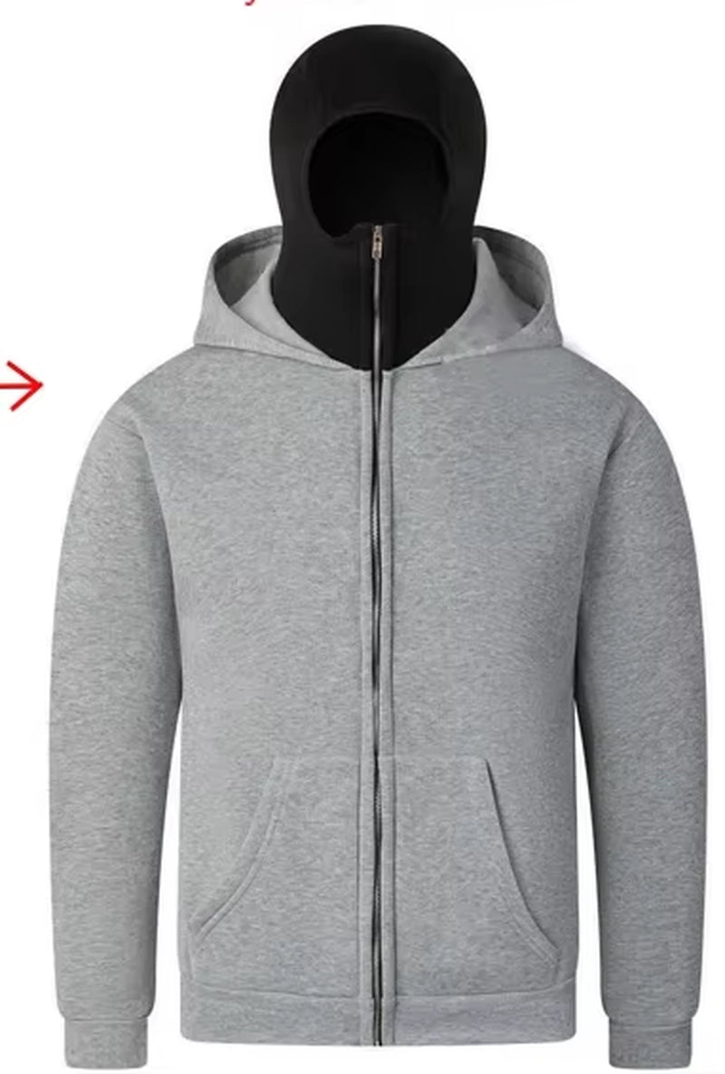 Unisex Double Hooded Balaclava Sweatshirt - Y2K Gothic Harajuku Style for Autumn and Winter Sportswear