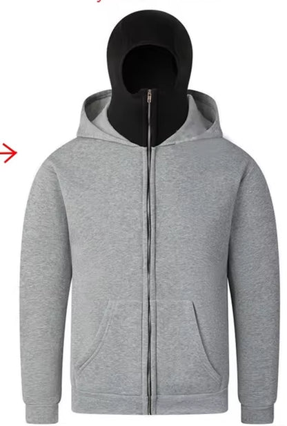 Unisex Double Hooded Balaclava Sweatshirt - Y2K Gothic Harajuku Style for Autumn and Winter Sportswear